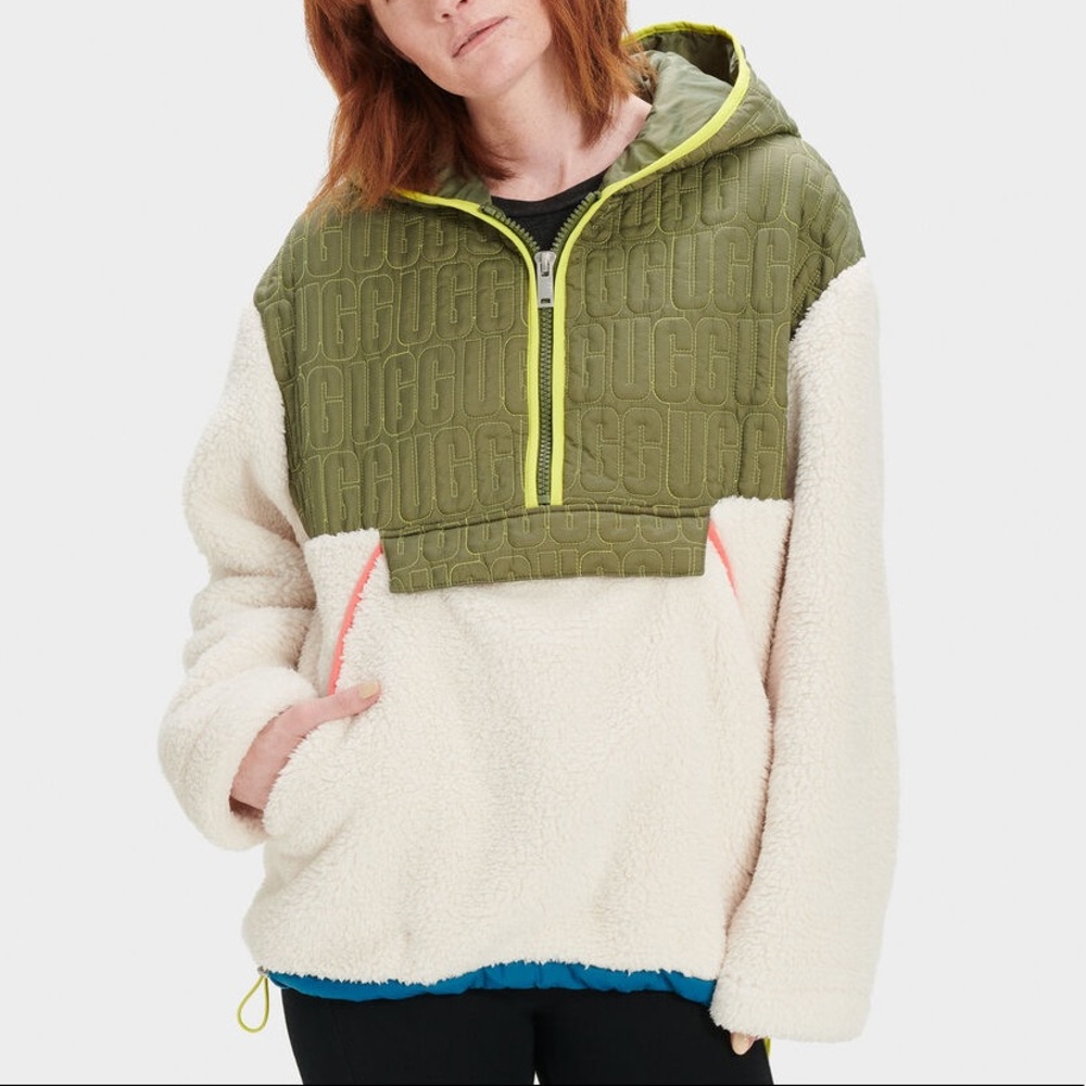 Ugg Iggy Faux Fur Hooded Half-Zip Pullover